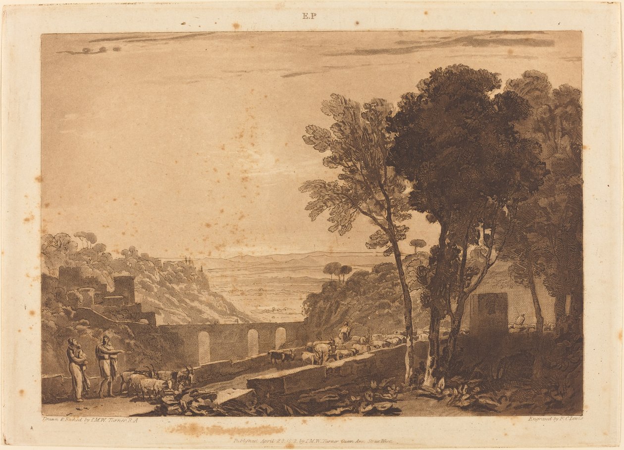 الجسر والماعز ، تم نشره عام 1812. بواسطة جوزيف مالورد وليام تورنر