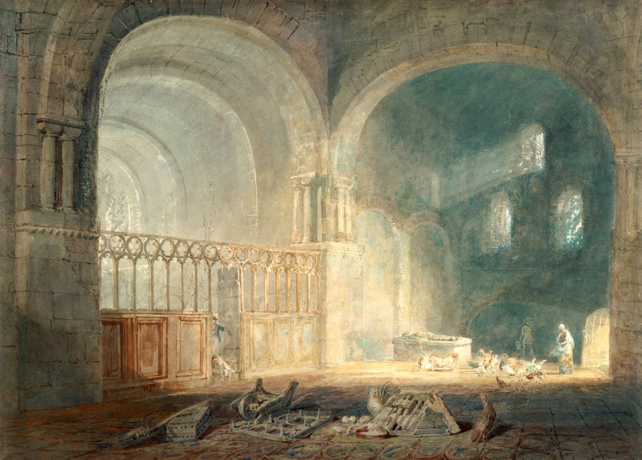 "Transept of Ewenny Priory ، Glamorganshire" ، ١٧٩٧ بواسطة جوزيف مالورد وليام تورنر