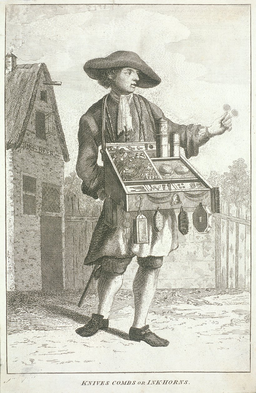 أمشاط سكاكين أو أبواق حبر ، صرخات لندن ، c1750 بواسطة جم