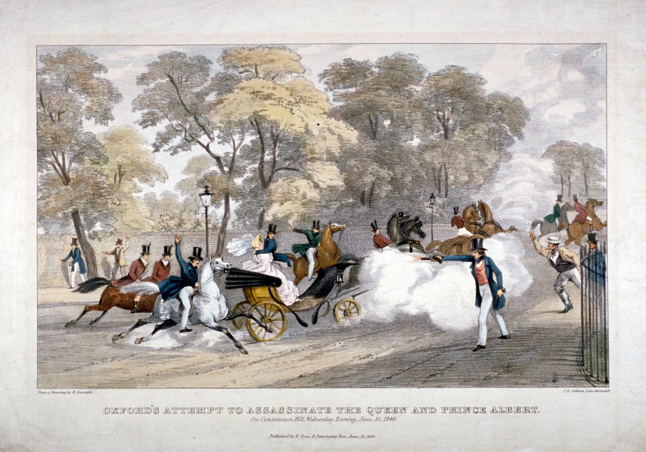 محاولة اغتيال الملكة فيكتوريا ، كونستيتيوشن هيل ، وستمنستر ، لندن ، 1840 بواسطة JR Jobbins