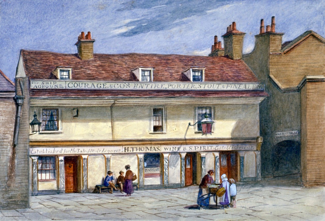 The Ship Aground public house ، شارع Wolseley ، Bermondsey ، لندن ، c1875. بواسطة جي تي ويلسون