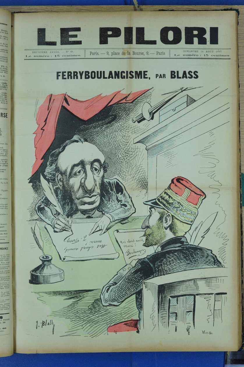 غلاف كتاب "" Le Pillory "الساخر بالألوان بواسطة (1847 1892) شاحب