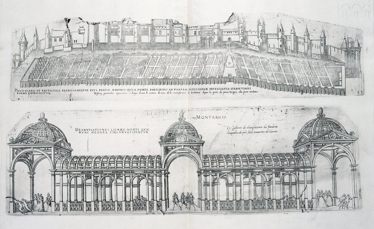مناظر لمونتارجيس ، من "Les Plus Belles Batiments de France" ، تم نشرها في سبعينيات القرن التاسع عشر بواسطة J. Androuet Ducerceau