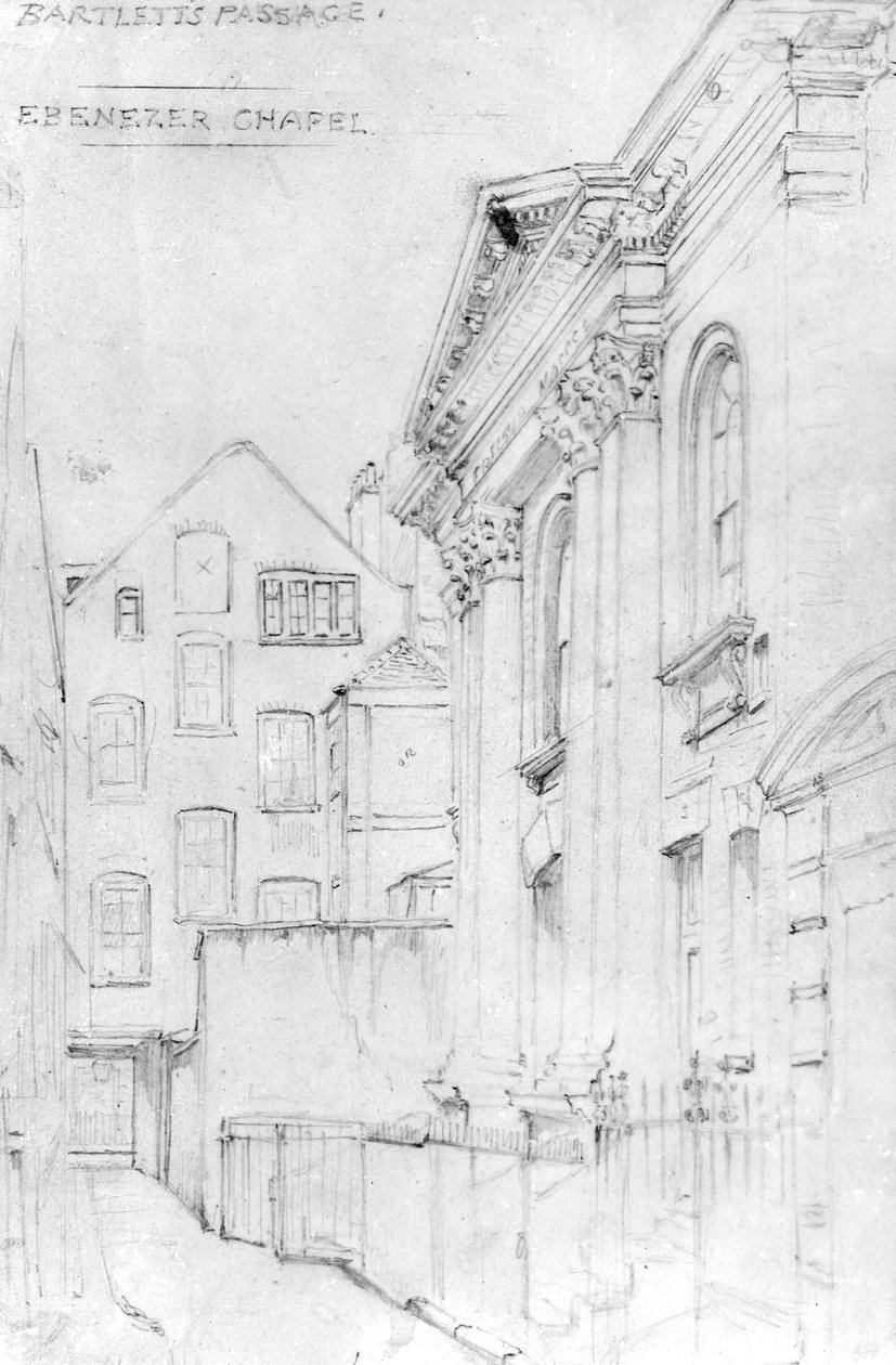 Ebenezer Chapel ، Bartletts Passage ، c.1890 (رسم) بواسطة جيه. أبليتون