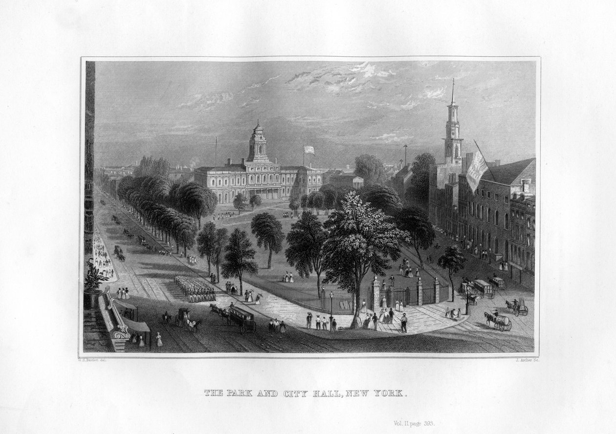 The Park and City Hall ، New York ، 1855. بواسطة جي آرتشر