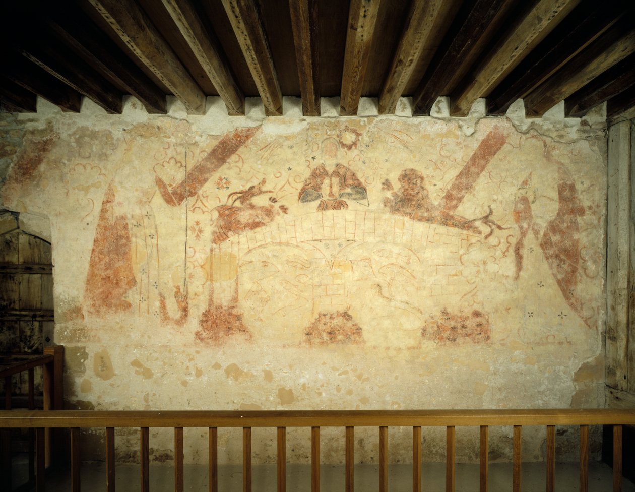 لوحة جدارية من القرن الخامس عشر على الجدار الشرقي للغرفة المطلية في Cleeve Abbey ، Somerset ، 1999 بواسطة جي بيلي