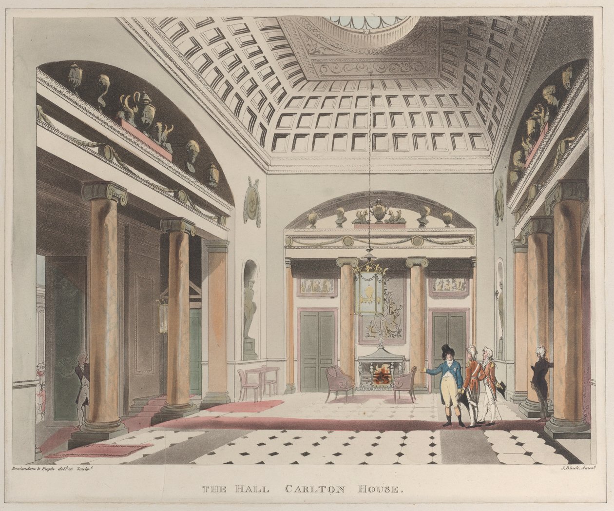 The Hall Carlton House Microcosm of London ، لوحة 15 ، 1 أبريل 1808. ، 1 أبريل 1808. بواسطة جيه. بلوك