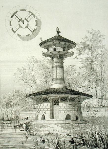 مأوى للطيور المائية في Poissy ، من "Constructions et Decorations pour Jardins" ، تم نشره حوالي 1880 (نقش) بواسطة جيه بوسارد
