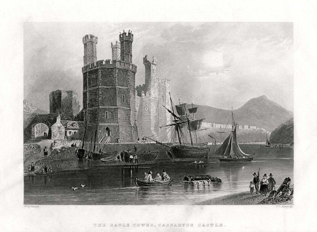 برج النسر ، قلعة كارنارفون ، كارنارفون ، شمال ويلز ، 1860 بواسطة أيام الجيش JC