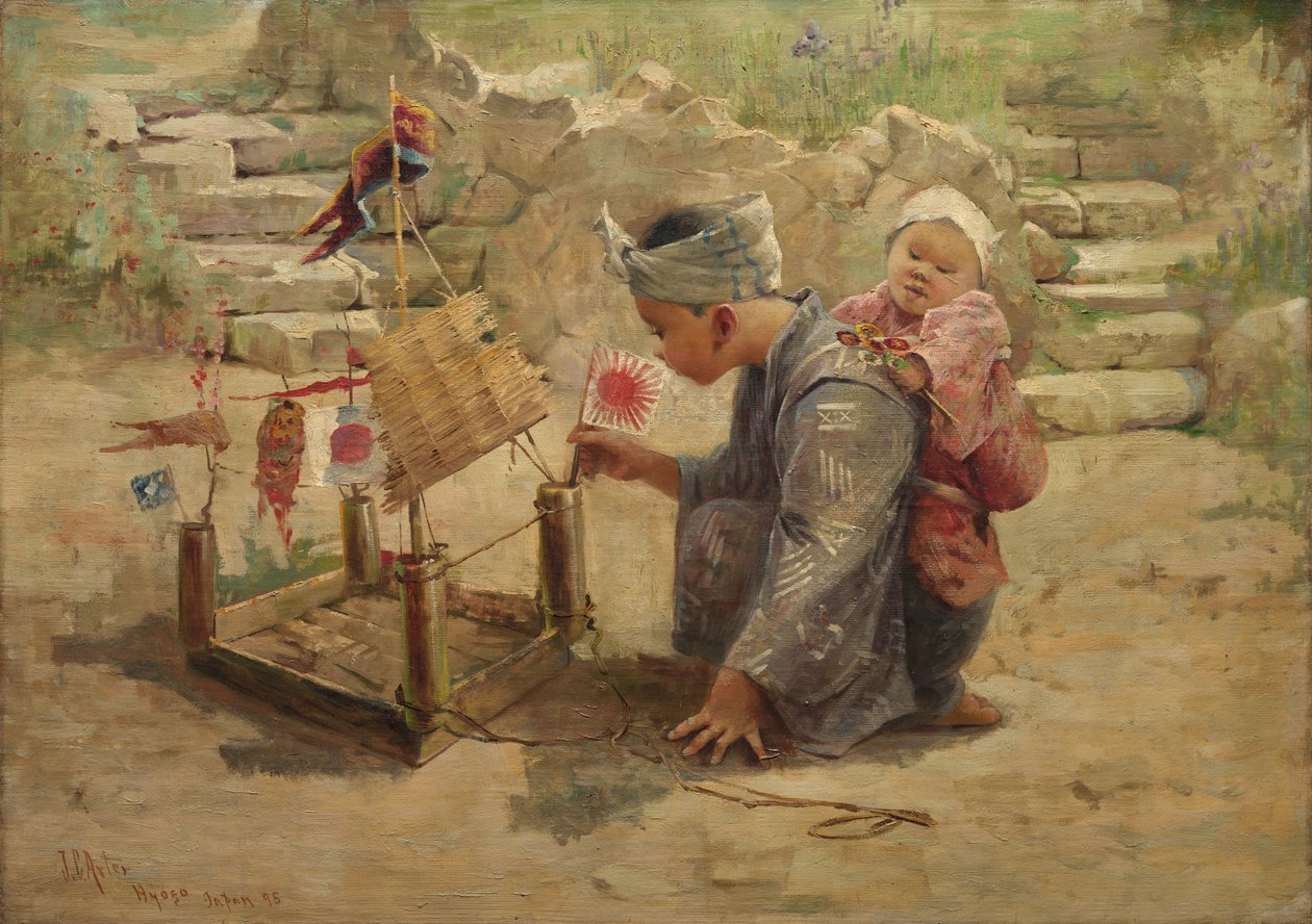صبي ياباني يبني رجل حرب 1895. بواسطة جي سي ارتر.