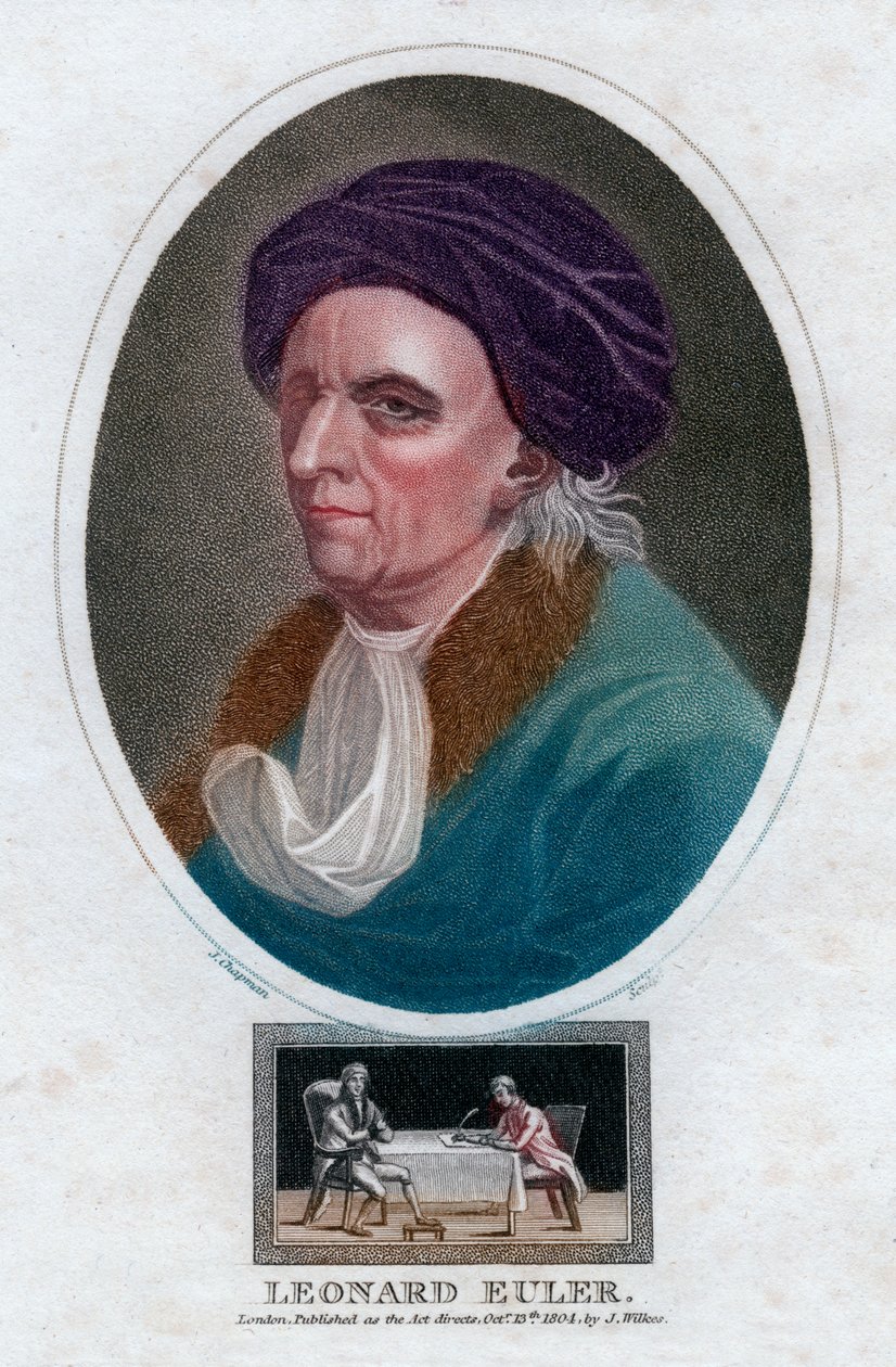 ليونارد أويلر ، عالم الرياضيات والفيزيائي السويسري في القرن الثامن عشر ، 1804. بواسطة جيه تشابمان