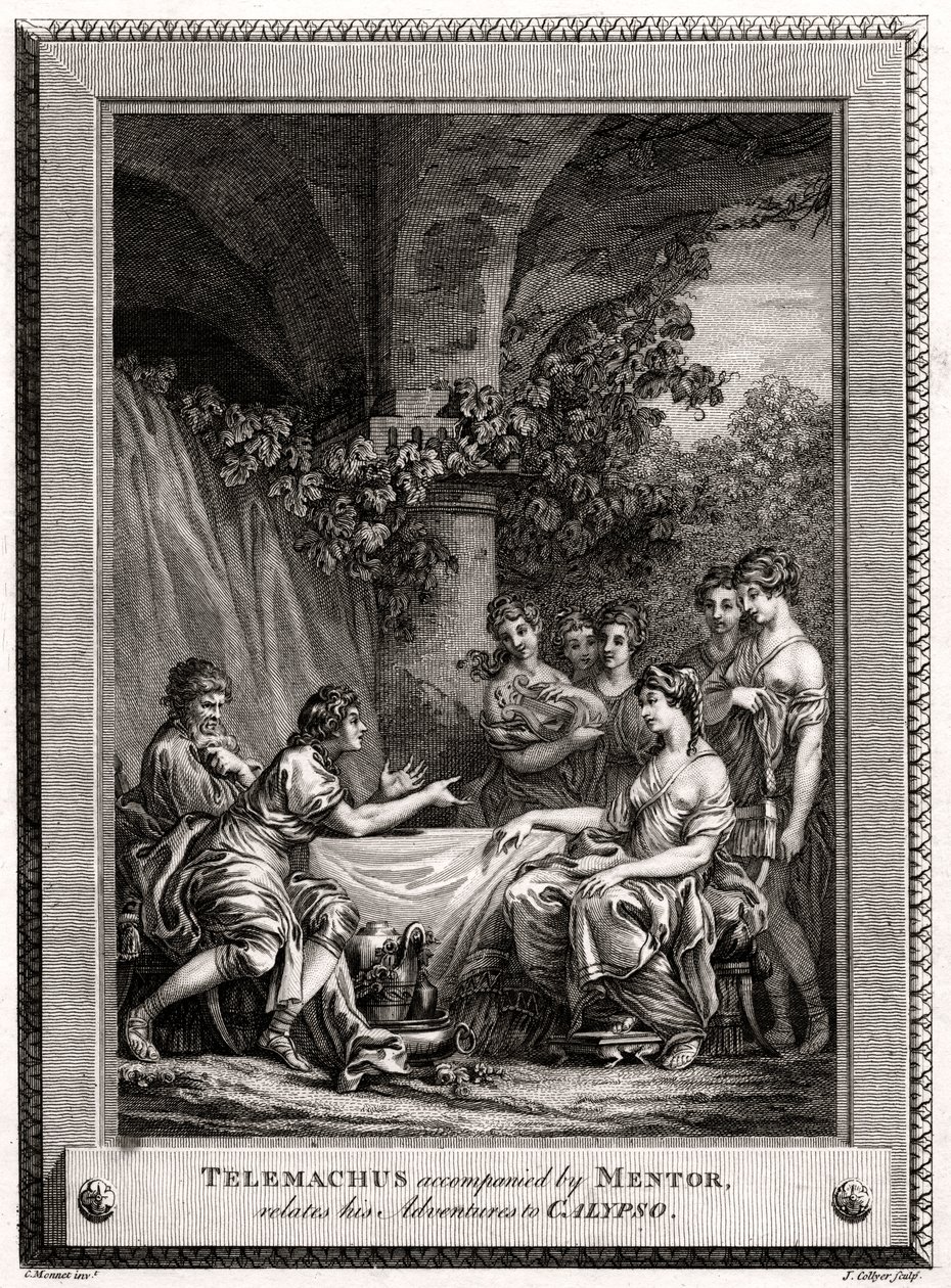 Telemachus برفقة معلمه ، يربط مغامراته بكاليبسو ، 1774 بواسطة ج. كولير