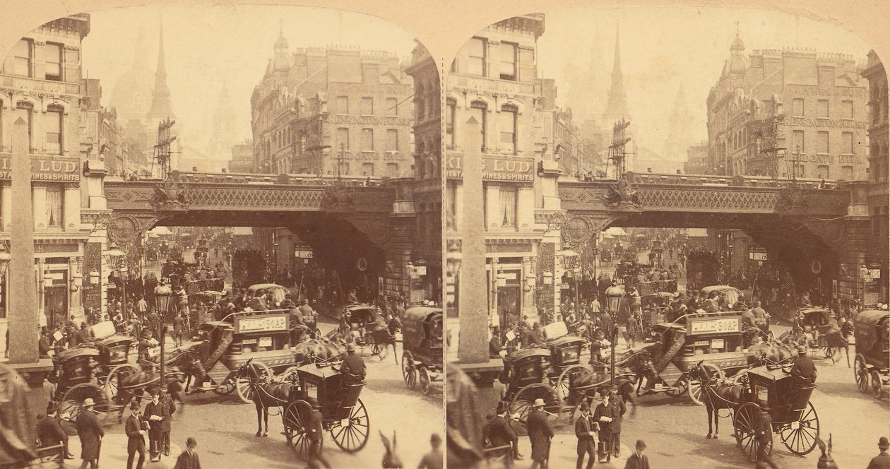 مجموعة من 4 مناظر مجسمة من Ludgate Hill ، لندن ، إنجلترا ، 1850-1910. بواسطة جارفيس جارفيس
