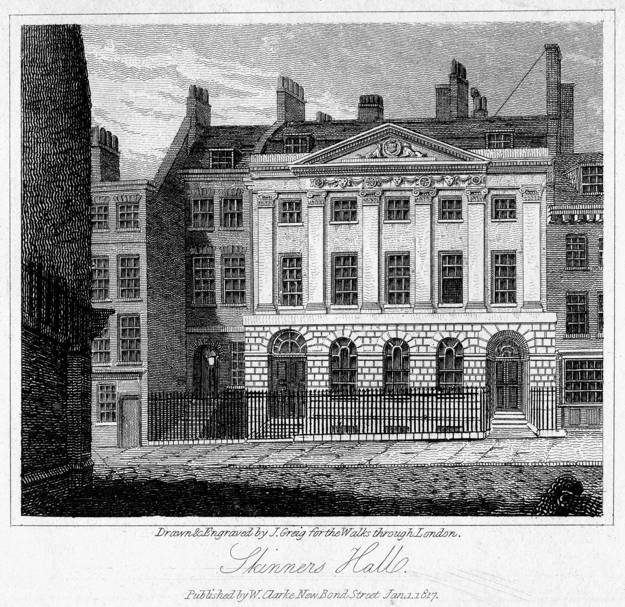 قاعة سكينرز ، مدينة لندن ، 1817. بواسطة جريج