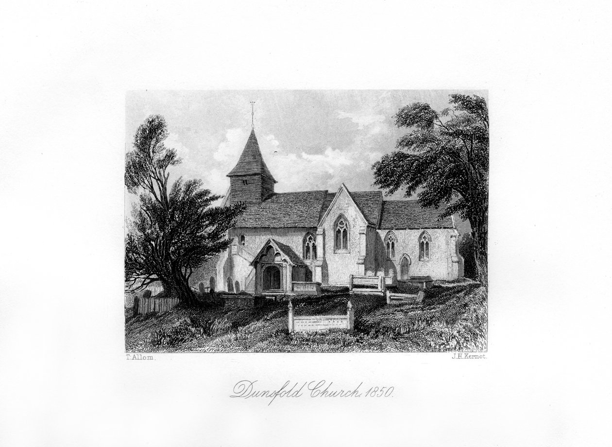 كنيسة Dunsfold ، Surrey ، 1850 بواسطة JH Kernot