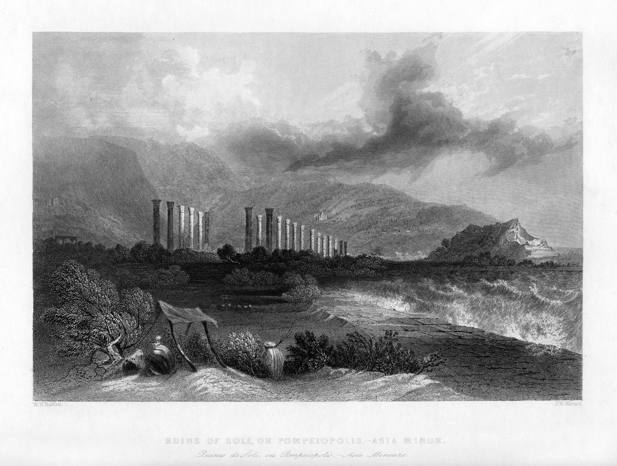 أنقاض سولي ، أو بومبيوبوليس ، تركيا ، 1841. بواسطة JH Kernot