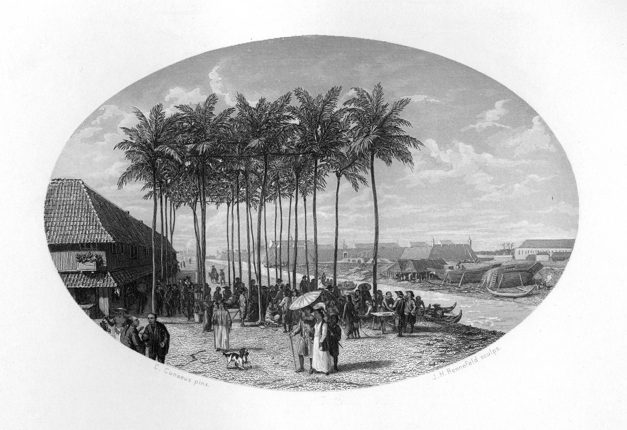 مؤسسة باتافيا ، جاوة ، جزر الهند الشرقية الهولندية ، 1619 ، c1870. بواسطة YH Rennefeld