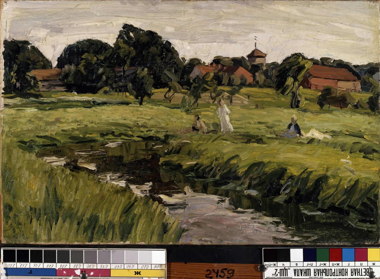 "أطفال في خور" (أطفال في جدول) لوحة بقلم يوهانس هانش (1875-1946) (تعبيرية) زيت على قماش. Dim. 37x44 cm متحف Mikalojus Konstantinas Ciurlionis للفنون الجميلة ، كاوناس ، ليتوانيا بواسطة J. هانش