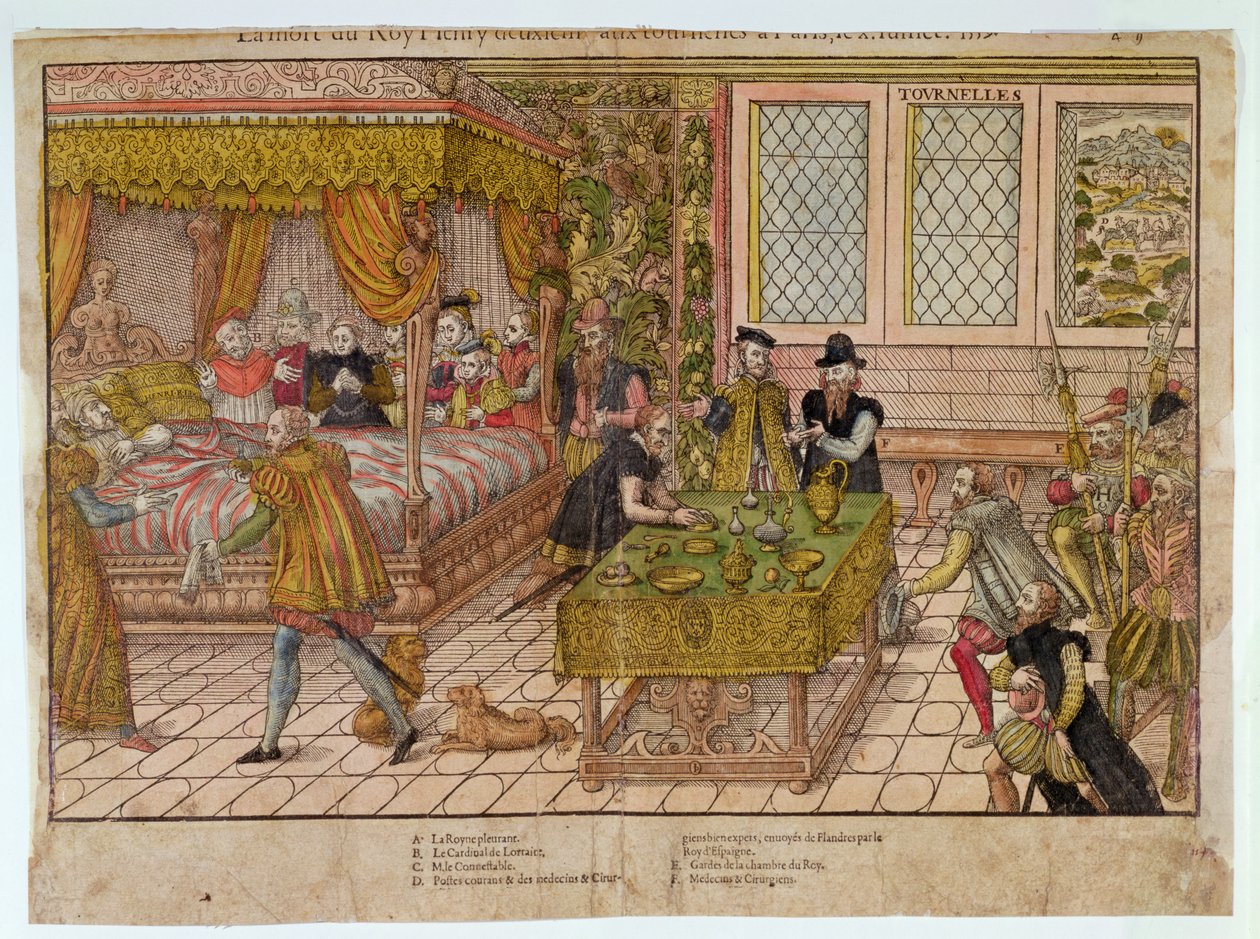 وفاة هنري الثاني (1519-59) 10 يوليو 1559 بواسطة JJ و Tortorel ، J.Perrissin