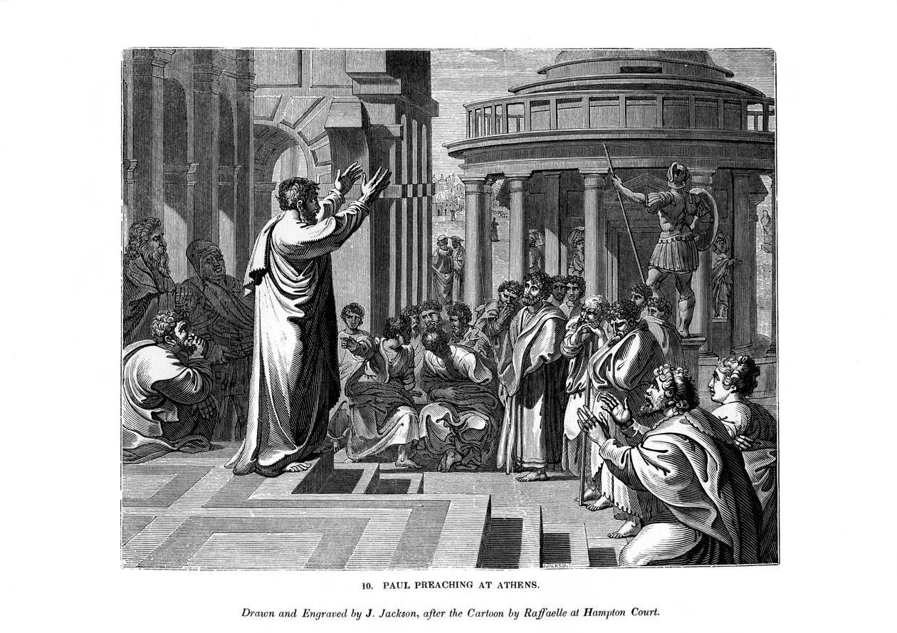 الوعظ بولس في أثينا ، 1843. بواسطة جيه جاكسون