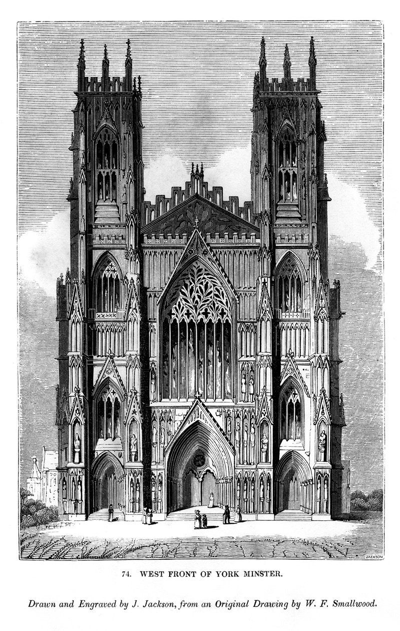 الواجهة الغربية لـ York Minster ، c1820-1830 1843 بواسطة جيه جاكسون