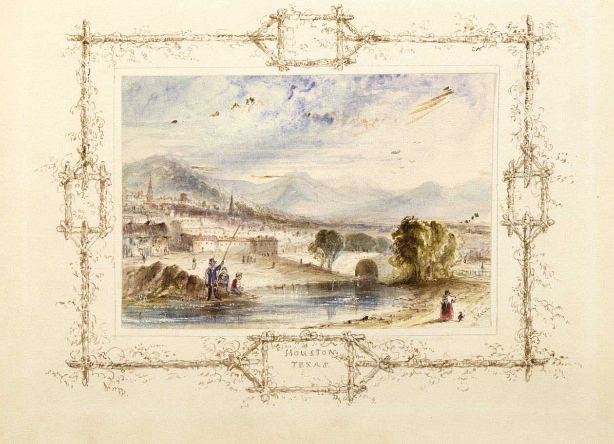 منظر لهيوستن ، ج. 1846 (ألوان مائية على ورق خرقة منسوج مع إبراز جيلاتين على دعم ثانوي لورقة منسوجة) بواسطة جي كيك