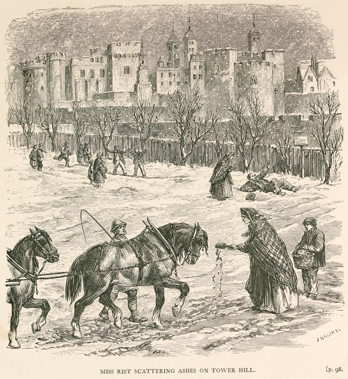 "ملكة جمال ريست تنثر الرماد على تاور هيل" ، لندن ، 1840 بواسطة جي نايت