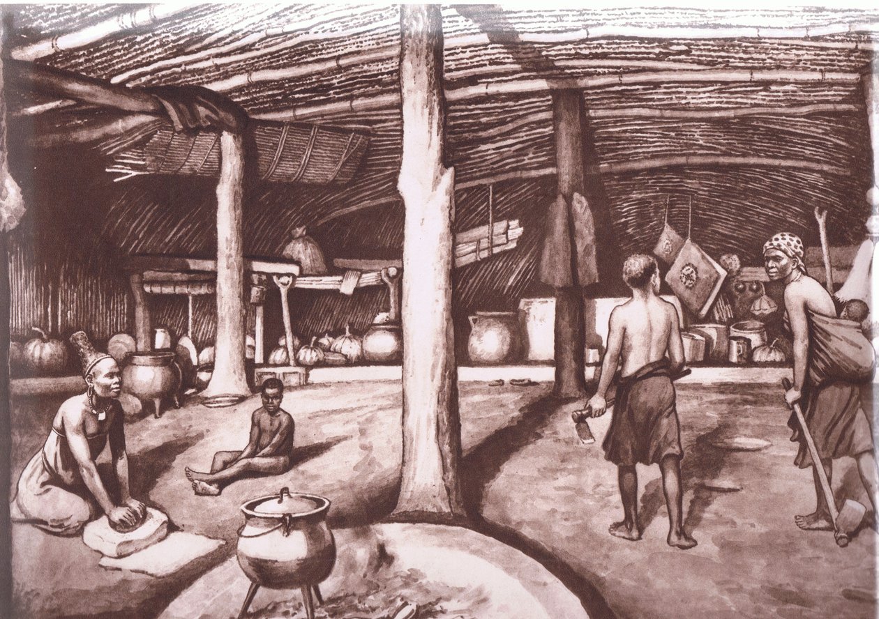 داخل Kaffir kraal ، من ملصقات مدرسة MacMillan ، حوالي 1950-60s (litho) بواسطة جى ماكفرلين