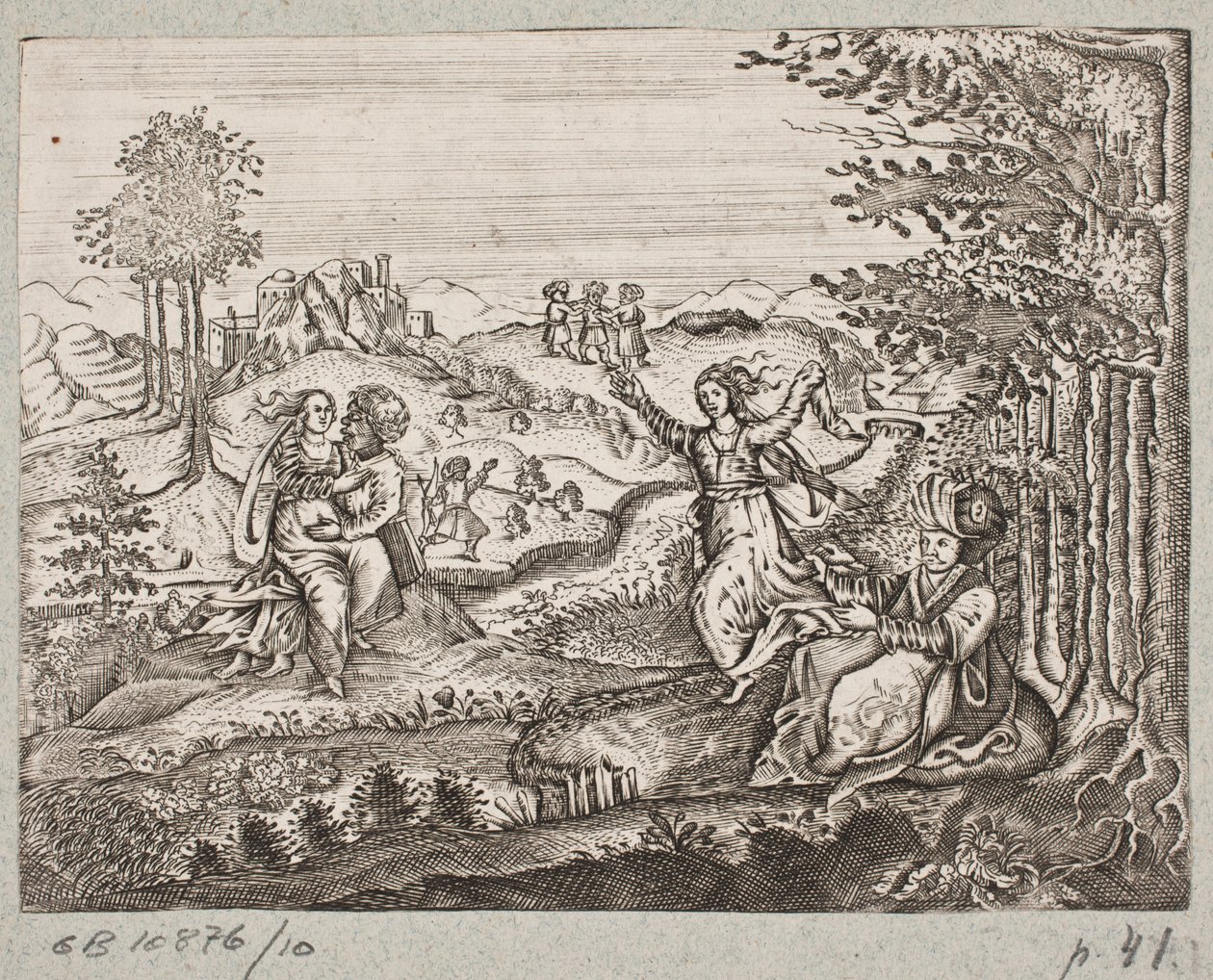 رسم توضيحي لآدم أوليريوس ، "روزنتال الفارسية لشاعر بارع شيش سعدي [...]" ، شليسفيغ 1660 بواسطة جي مولر