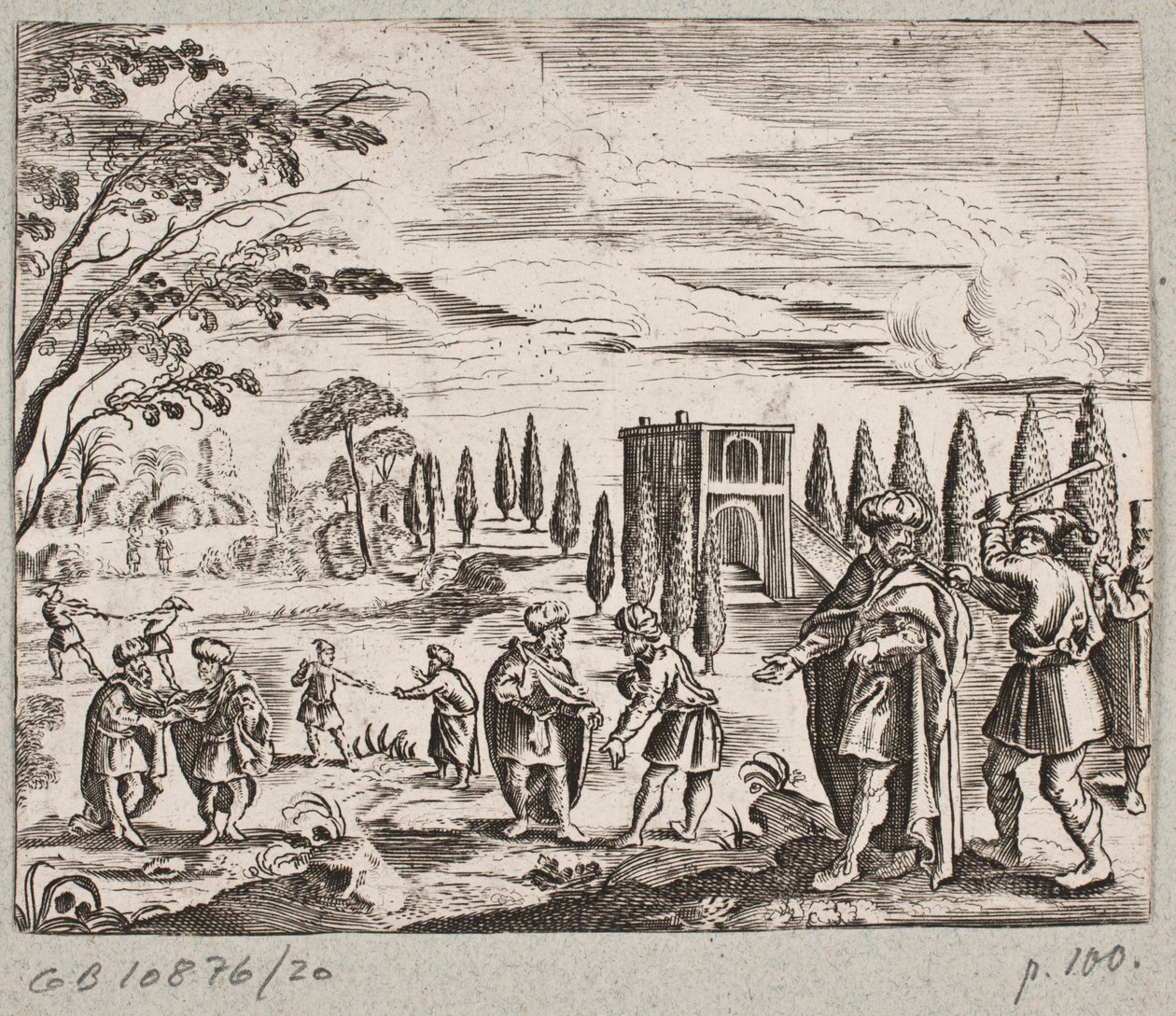 رسم توضيحي لآدم أوليريوس ، "روزنتال الفارسية لشاعر بارع شيش سعدي [...]" ، شليسفيغ 1660 بواسطة جي مولر