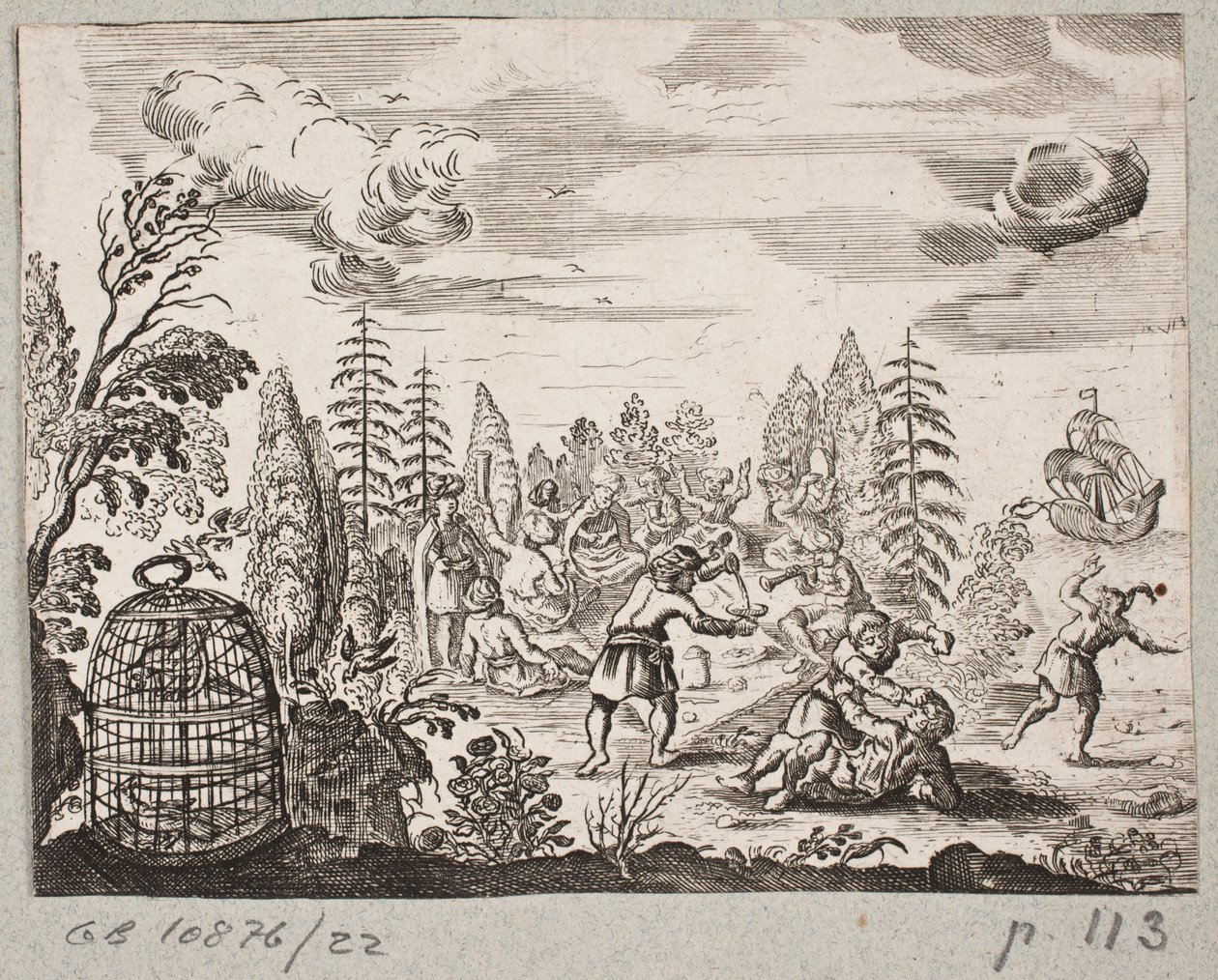 رسم توضيحي لآدم أوليريوس ، "روزنتال الفارسية لشاعر بارع شيش سعدي [...]" ، شليسفيغ 1660 بواسطة جي مولر