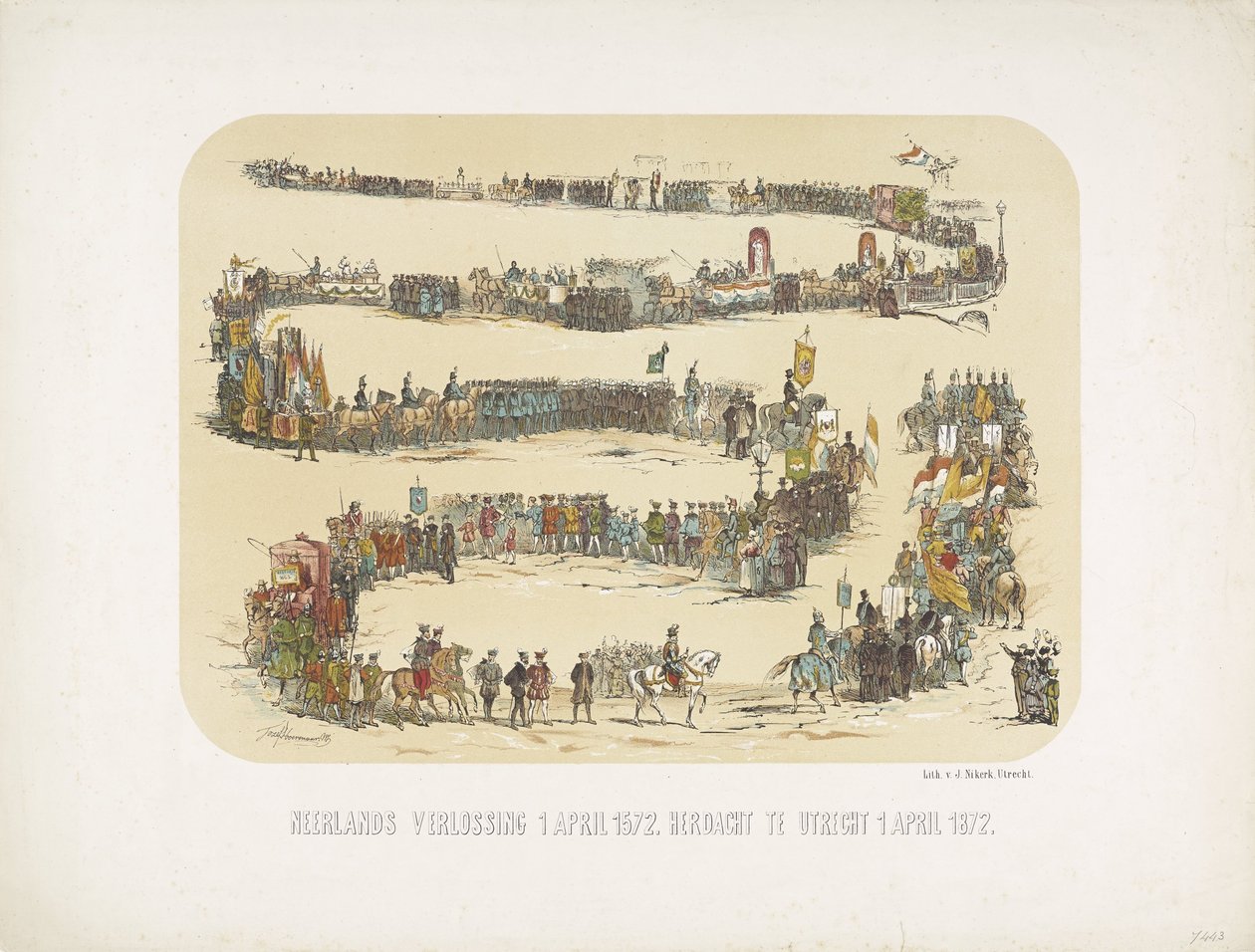 الفداء الهولندي 1 أبريل 1572. إحياء ذكرى في أوترخت 1 أبريل 1872 (العنوان على الكائن) بواسطة نيكيرك