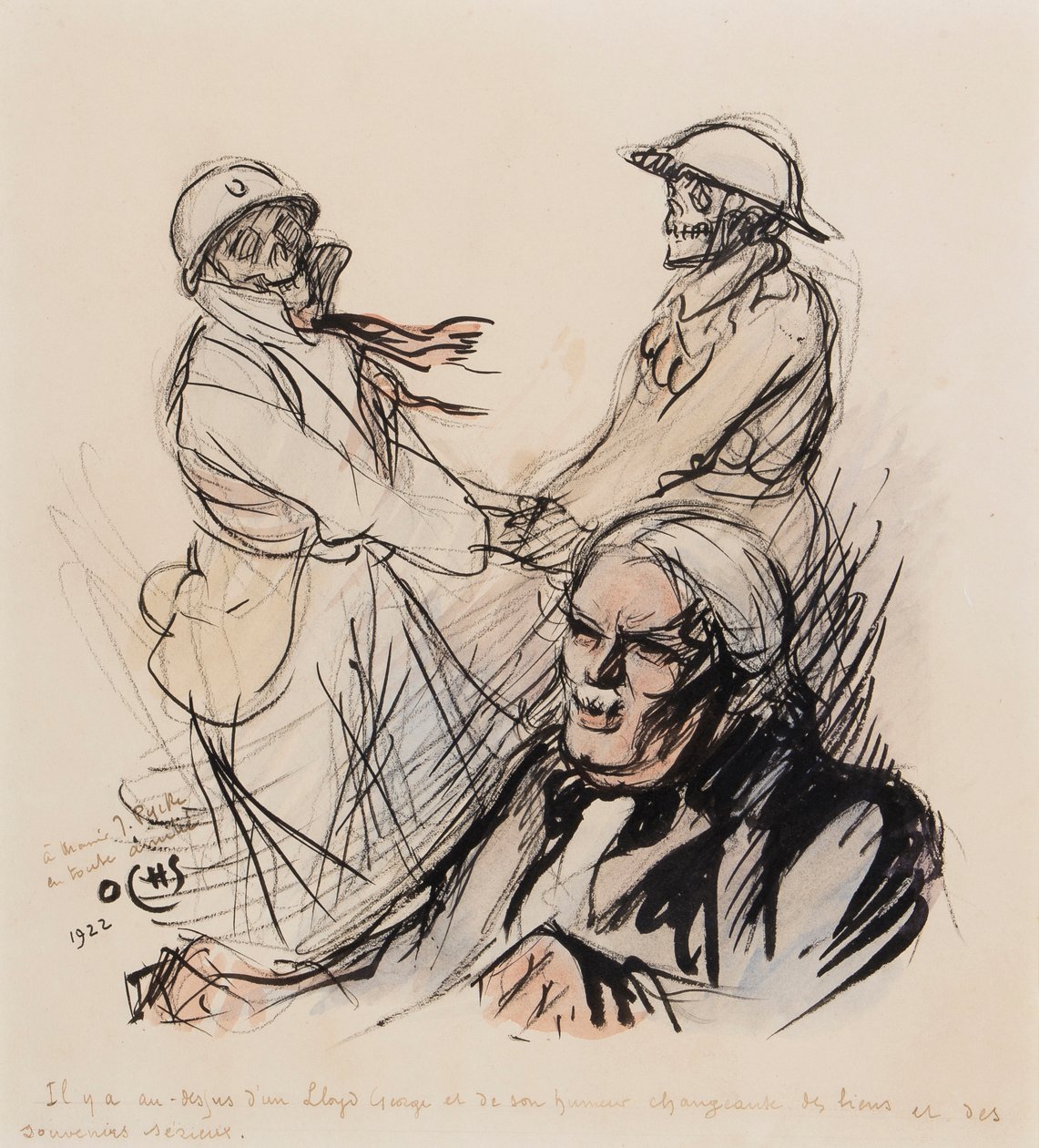 لا يزال لويد جورج يلعب دور الهدايا التذكارية في الحرب العالمية الأولى في عام 1922 ، 1922 (قلم ، فرشاة ، حبر ومرحاض على الورق) بواسطة J. Ochs