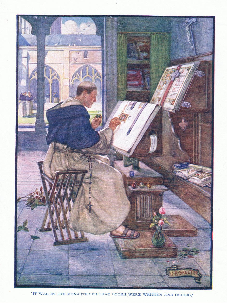 في الأديرة ، تمت كتابة الكتب ونسخها من حانة الأدب الإنجليزي. بواسطة TC & EC Jack ، c.1920 بواسطة JR Skelton