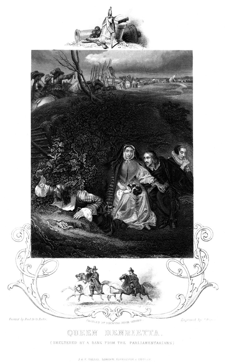 الملكة هنرييتا 1609-1669 محمية من قبل بنك من البرلمانيين ، القرن التاسع عشر. بواسطة جيه روجرز