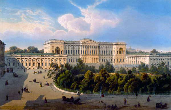قصر الدوق الكبير ميخائيل ، منظر من الساحة ، طبعه شميت وشيفالييه ، نشره Lemercier ، باريس ، 1850s بواسطة J. بعد شارلمان