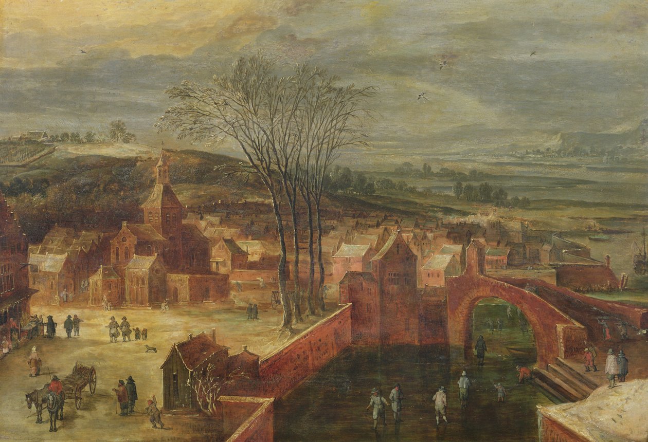 المناظر الطبيعية مع المتزلجين بواسطة J. and Momper ، J. de Brueghel