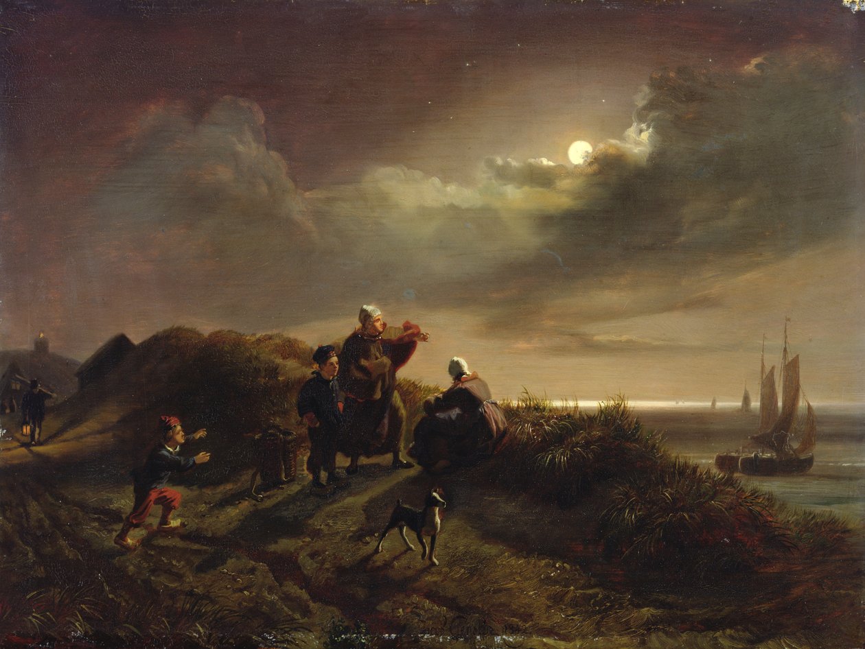 على الساحل بالقرب من Scheveningen ، 1842 بواسطة جاكوب جينسلر
