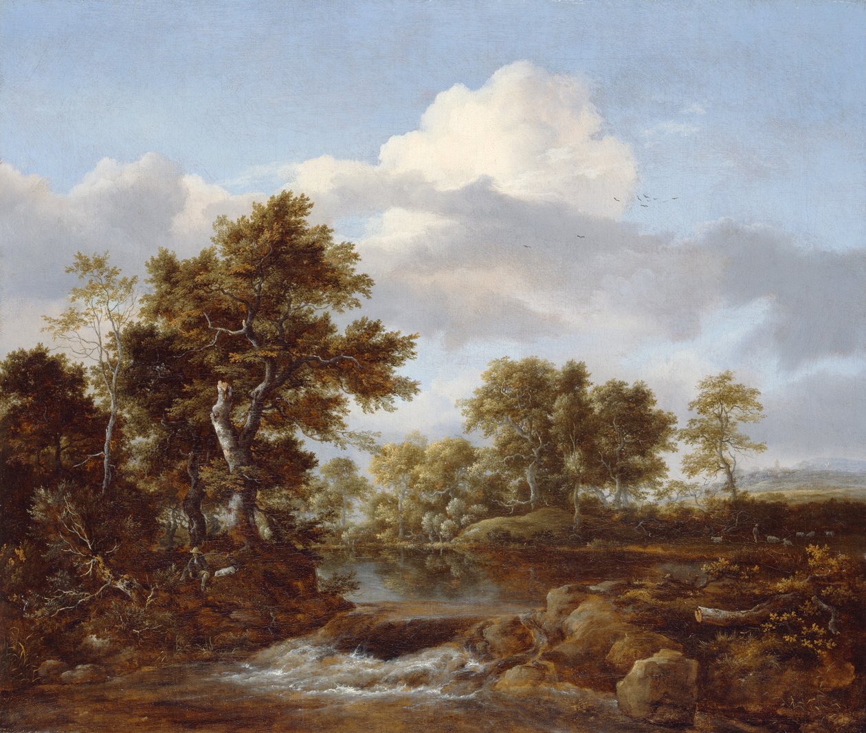 منظر طبيعي مشجر مع تيار ، c.1665-68 بواسطة جاكوب فان روزديل