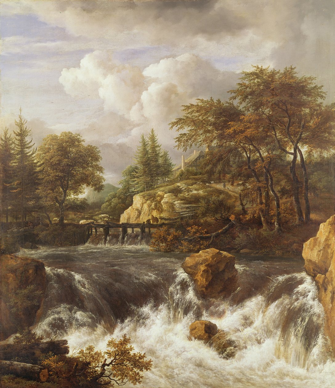 شلال في المناظر الطبيعية الصخرية ، c.1660-70 بواسطة جاكوب فان روزديل