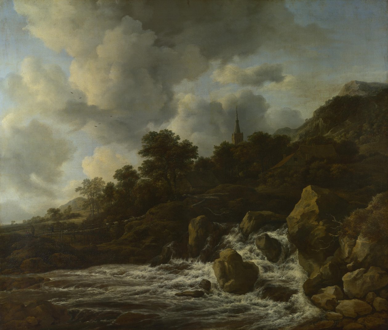 شلال بالقرب من قرية ، c.1665-70 بواسطة جاكوب فان روزديل
