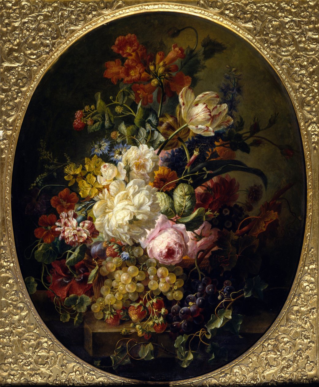 الزهور والفواكه. رسم مويس جاكوببر (1786-1863) إي سي. هول. بواسطة يعقوب بير