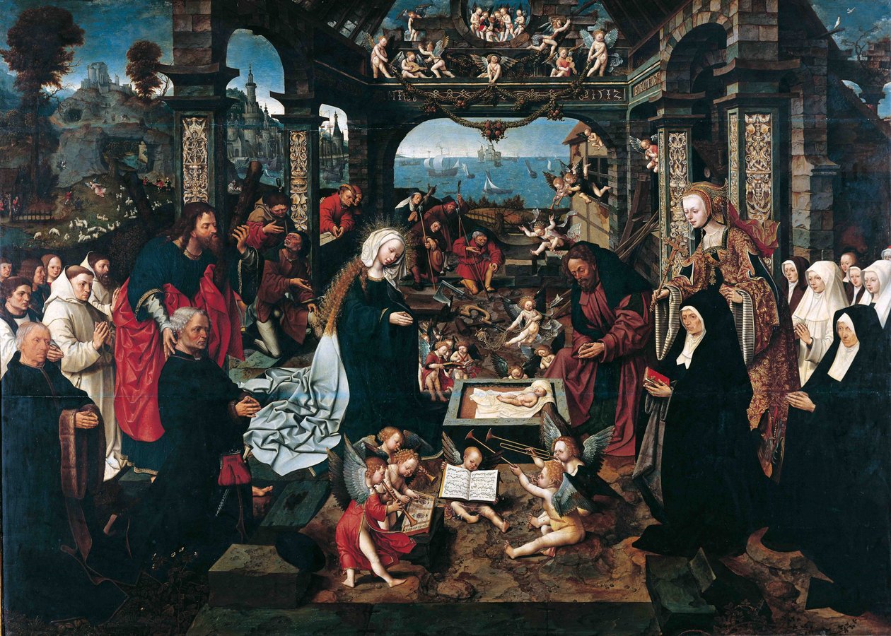 ميلاد المسيح par Cornelisz van Oostsanen، Jacob (Jacob Cornelisz van Amsterdam) (حوالي 1470-1533). زيت على خشب بواسطة جاكوب كورنيليز فان أوستسانين