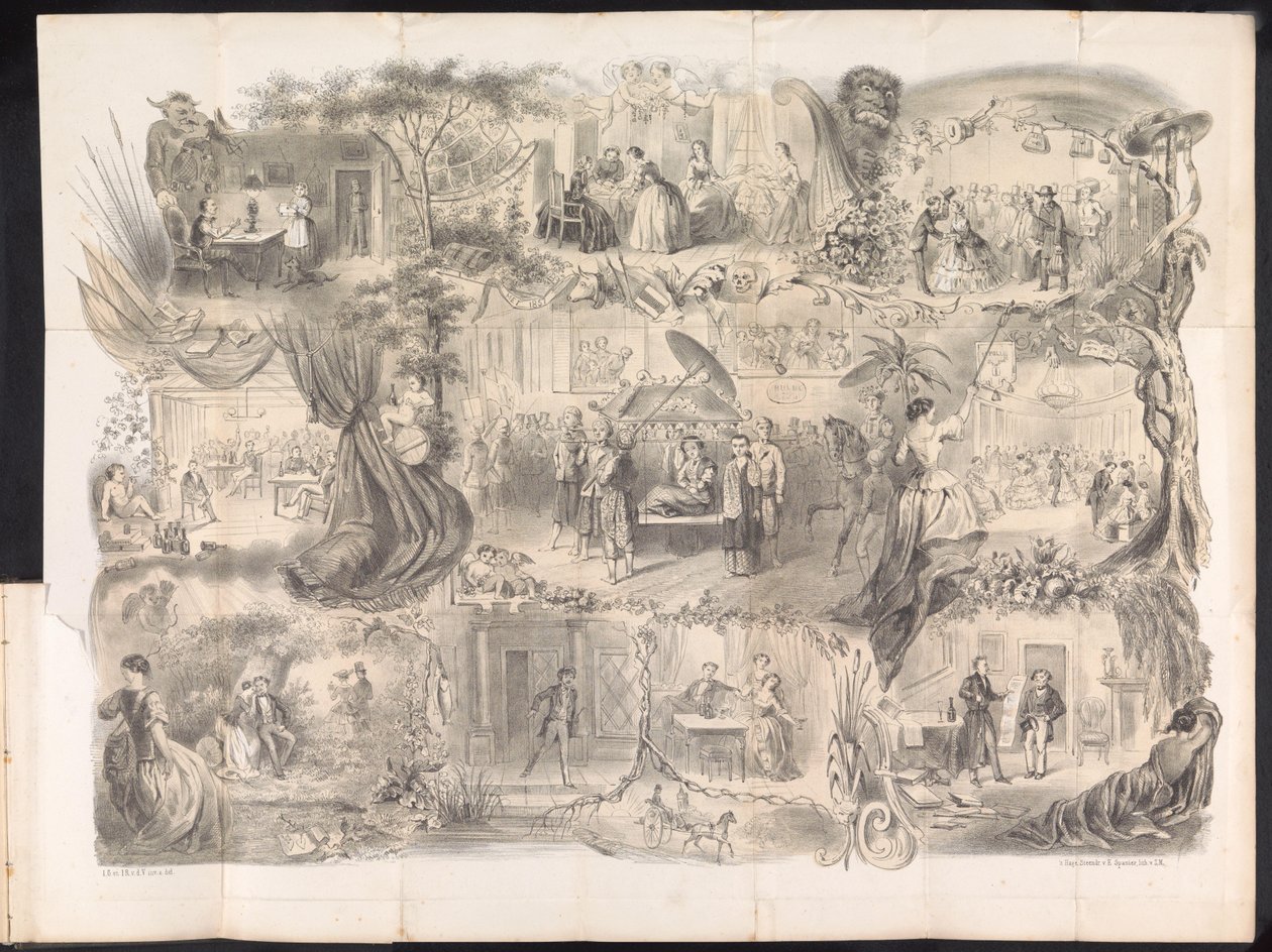 رسم كاريكاتوري في تقويم طالب دلفت ، 1858 بواسطة يعقوب جوسشالك