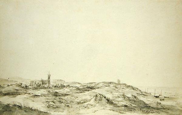 الكثبان في Wijk aan Zee (طباشير أسود وحبر رمادي على ورق) بواسطة جاكوب فان روزديل