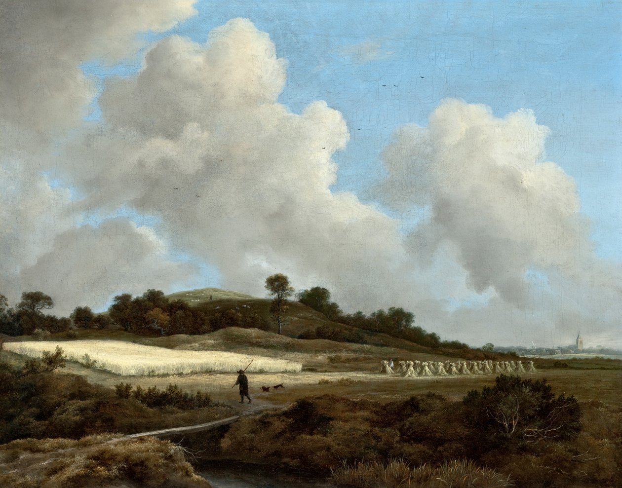 منظر لـ Grainfields مع بلدة بعيدة ، c.1670 بواسطة جاكوب فان روزديل