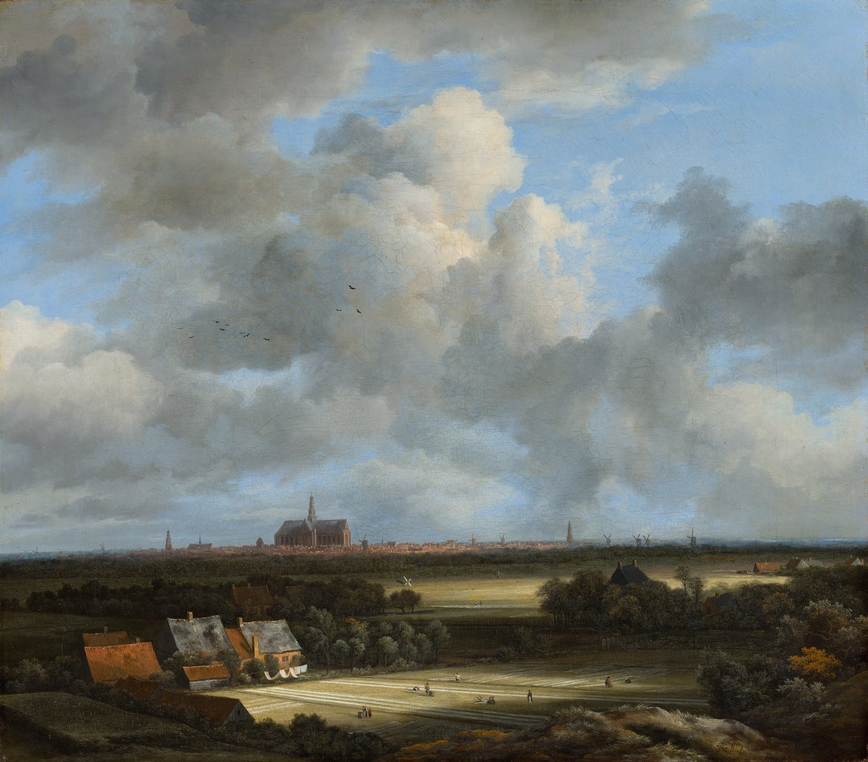 منظر هارلم مع أسباب التبييض ، c.1670-75 بواسطة جاكوب فان روزديل
