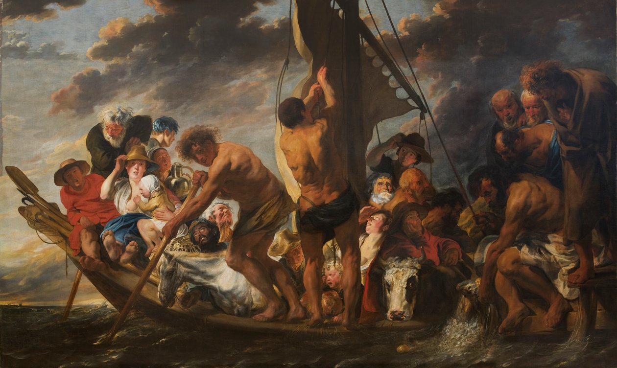 الرسول بطرس يجد الجزية في فم السمكة. يُطلق عليه أيضًا "The Ferry Boat to Antwerp" ، ج. 1623 (زيت على قماش) بواسطة يعقوب جوردان