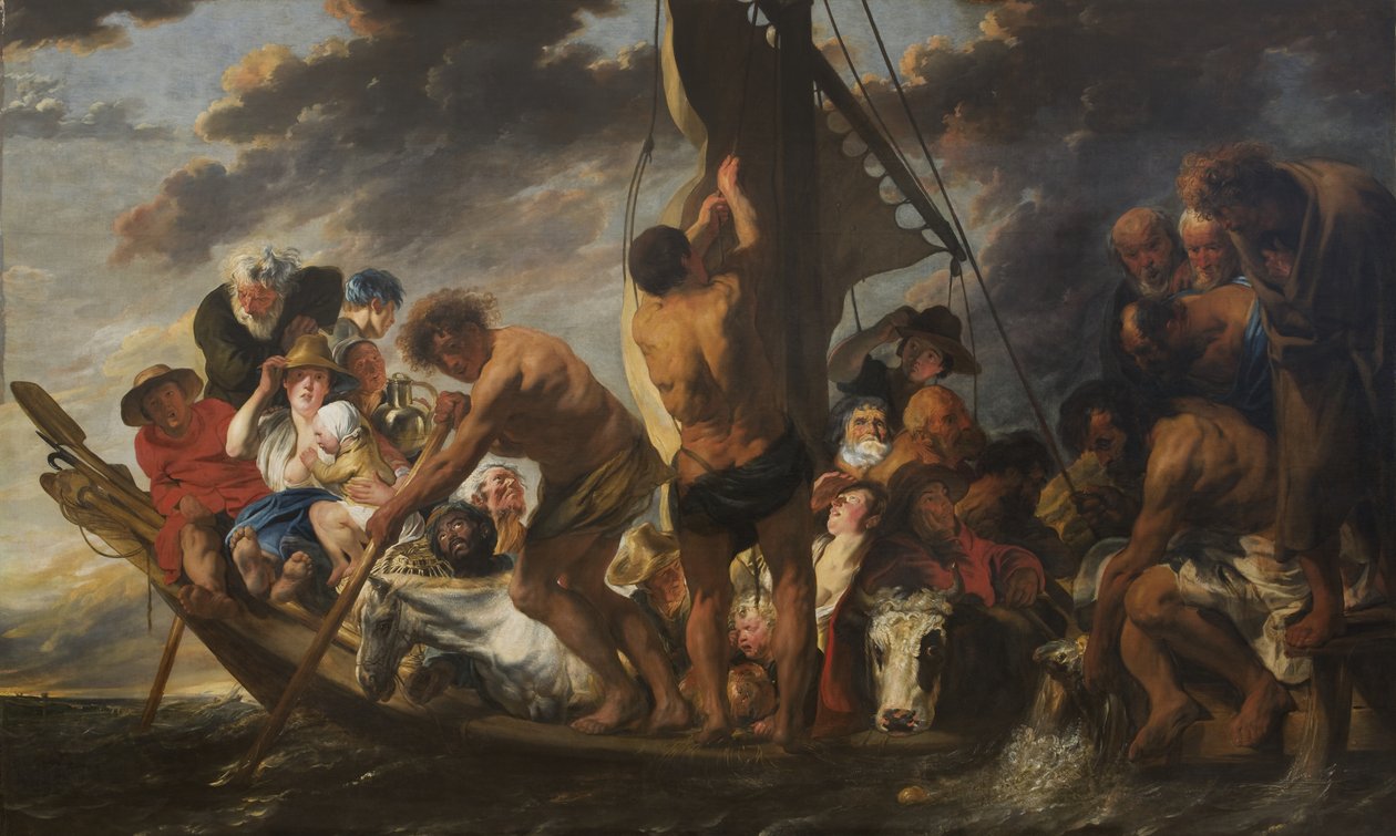 جزية المال. بيتر يجد العملة الفضية في فم السمكة. يُطلق عليه أيضًا "The Ferry Boat to Antwerp" بواسطة يعقوب جوردان