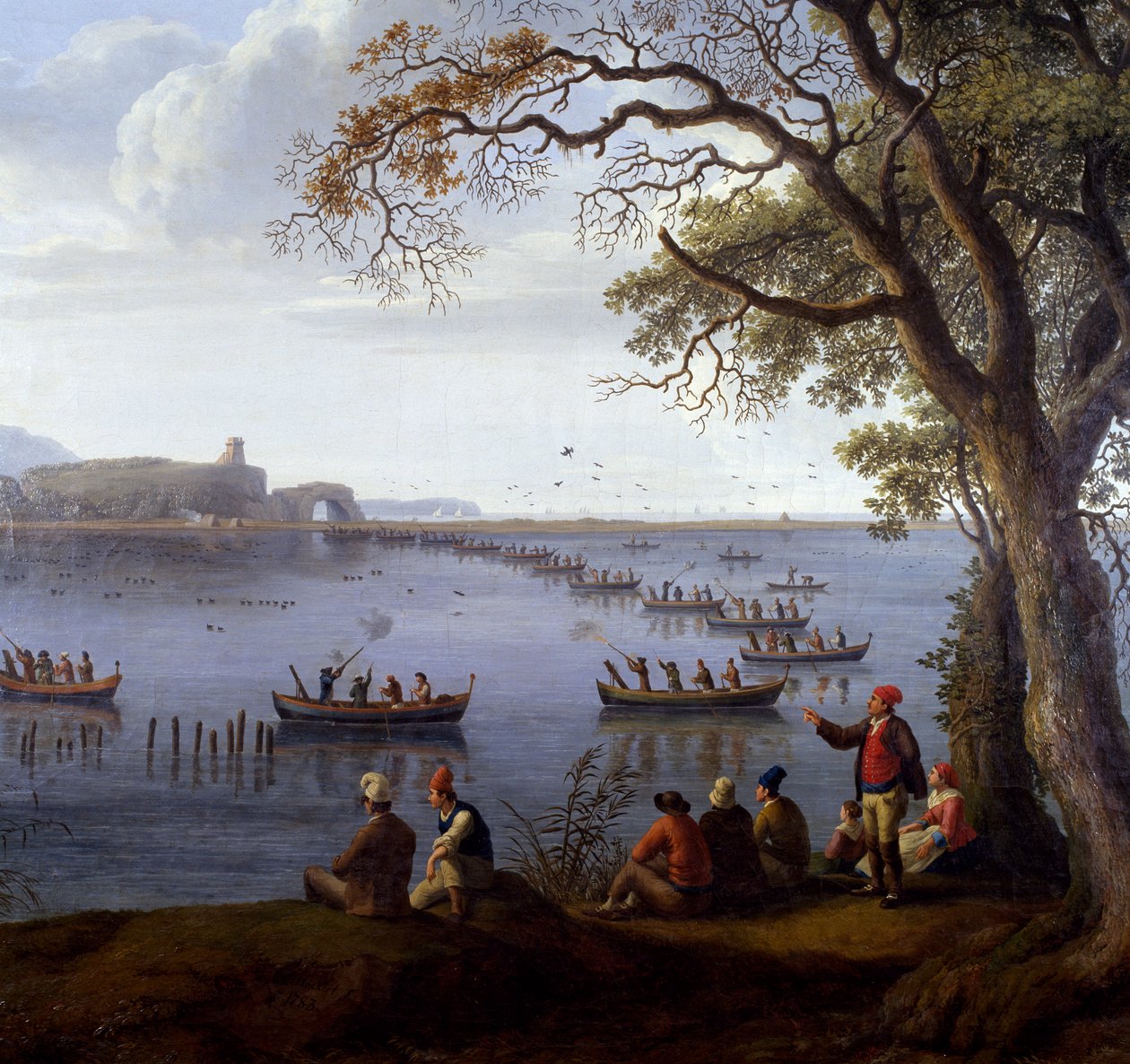 Ferdinand IV hunting coots on Lake Fusaro, by Jacob Philipp Hackert (1737-1807), Detail بواسطة جاكوب فيليب هاكيرت